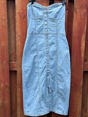 white christmas dresses Women's Lone Star Strapless Front Twist Denim Mini Dress in Medium Denim main image 0